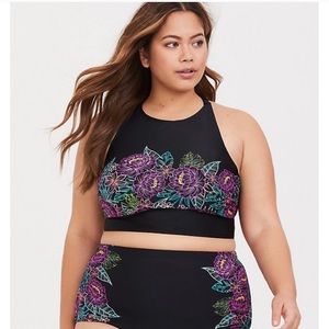 Torrid Black Floral High Neck Bikini Top sz 3X